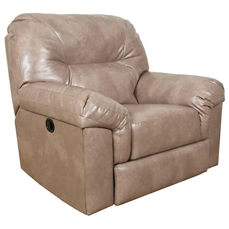 Casual and Comfortable Rocker Recliner with Plush Pillow Topped Arms